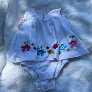 3 month - baby girl onesie - white with flowers